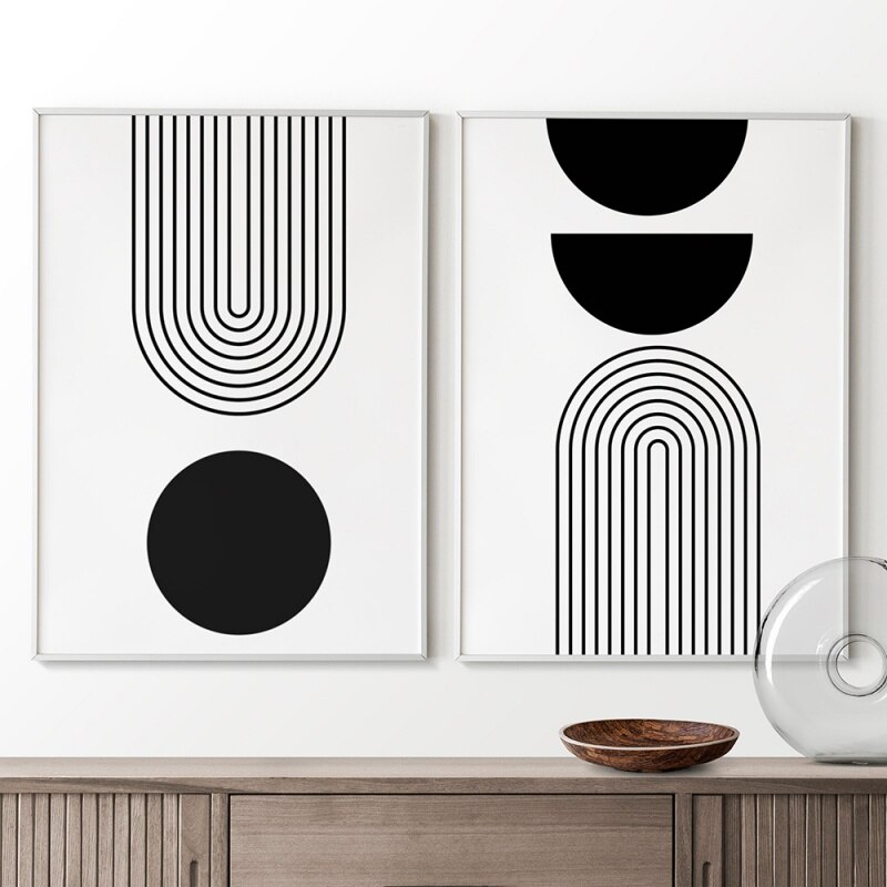 추상 기하학적 예술 인쇄 베를린 아치 포스터 흰색과 검은 아치 현대 벽 아트 거실 홈 장식